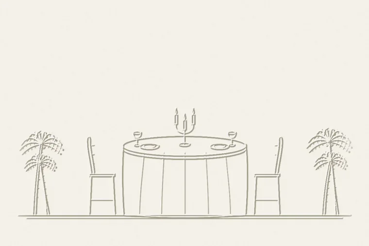 Dibujo de una mesa puesta para cenar